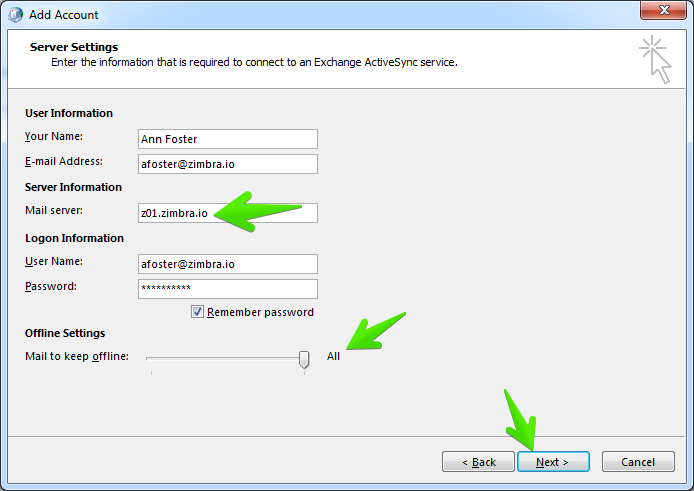 Set up your Zimbra account in Outlook