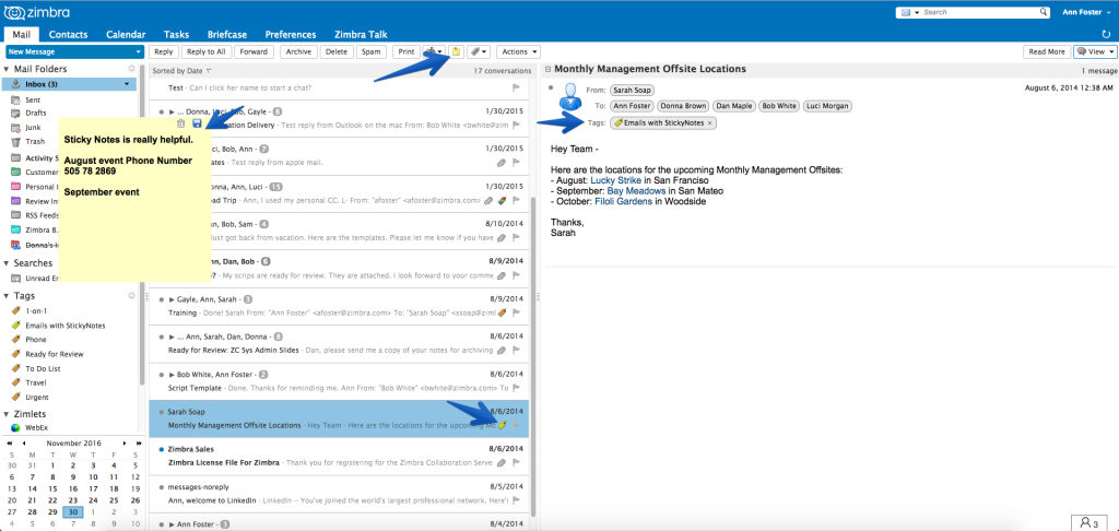 zimbra-sticky