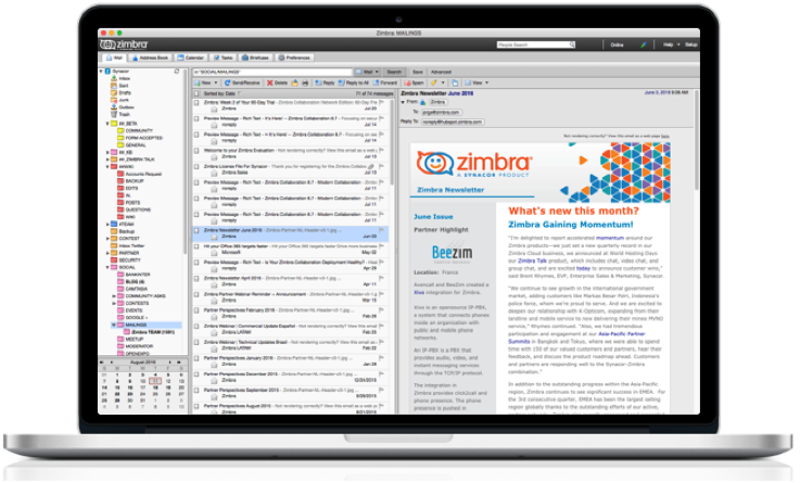 Zimbra webmail - Support