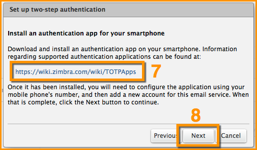 Zimbra 2FA Setup