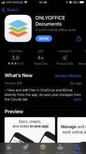 Open OnlyOffice from the App Store