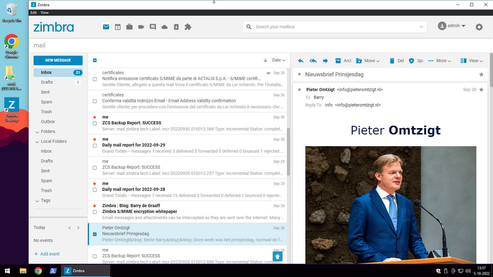 Zimbra Collaboration Web Client in Windows 10 - Microsoft Edge - Zimbra ::  Tech Center