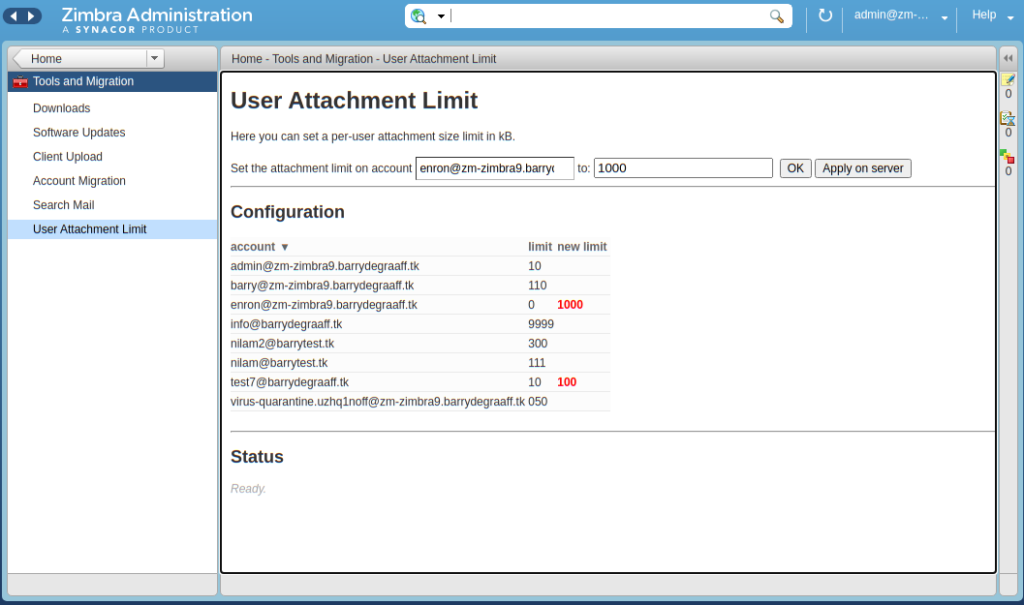 Per user attachment size limits Zimbra Blog