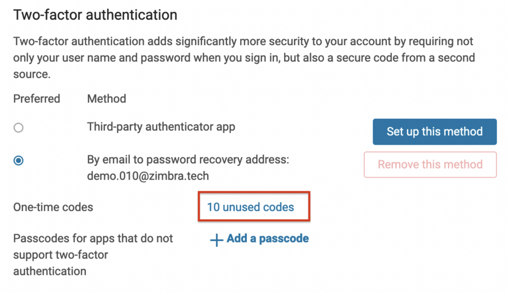 Showing screen on where to find ten unused codes