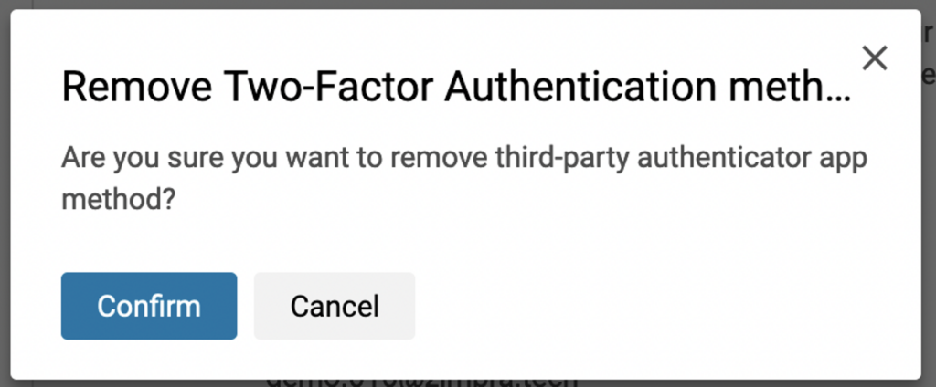 Screen shows remove 2FA 