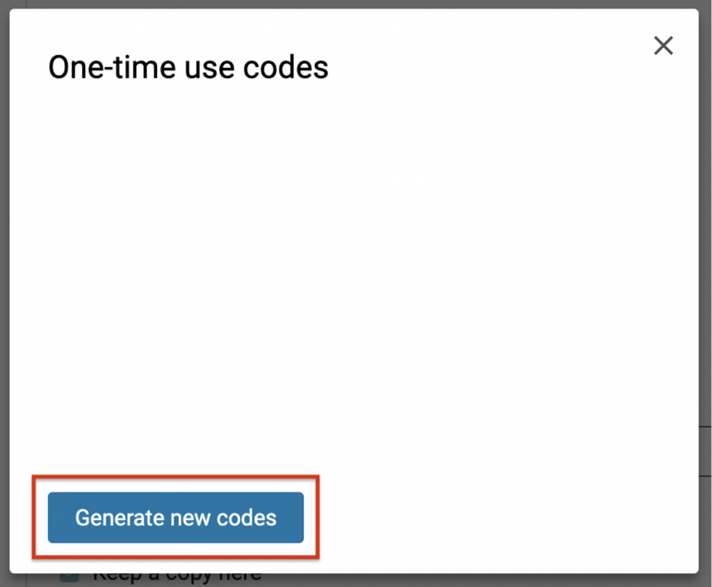 Generate new codes button