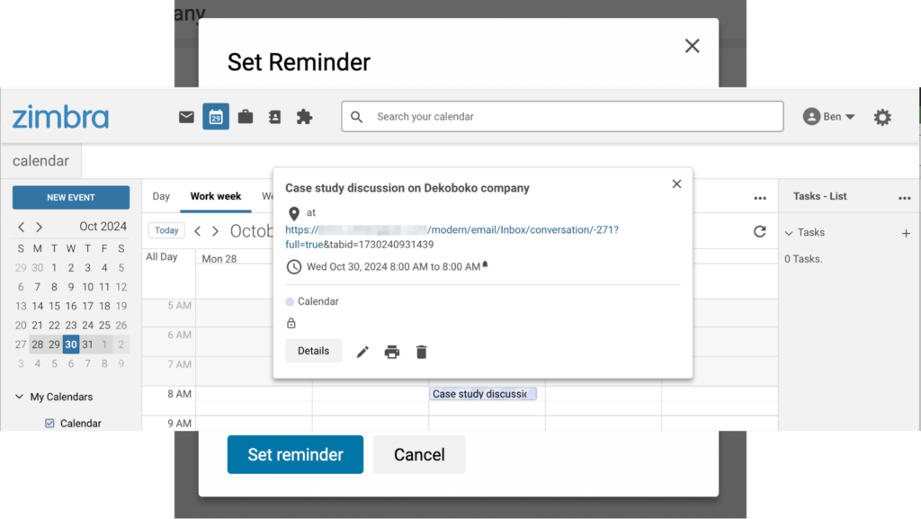 Screenshot of View and Manage Reminder